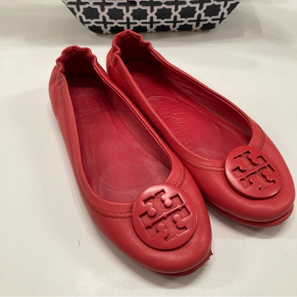 EUC Tory Burch Minnie Traveler Flats - Red 6.5